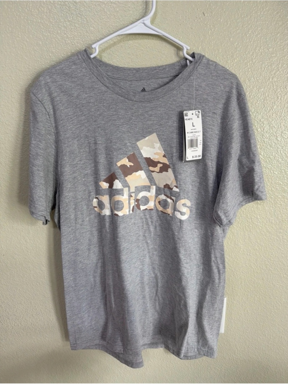 adidas Grey Short Sleeve Tee with Camo Logo